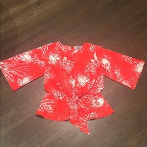 Chelsea28 Red Floral Blouse